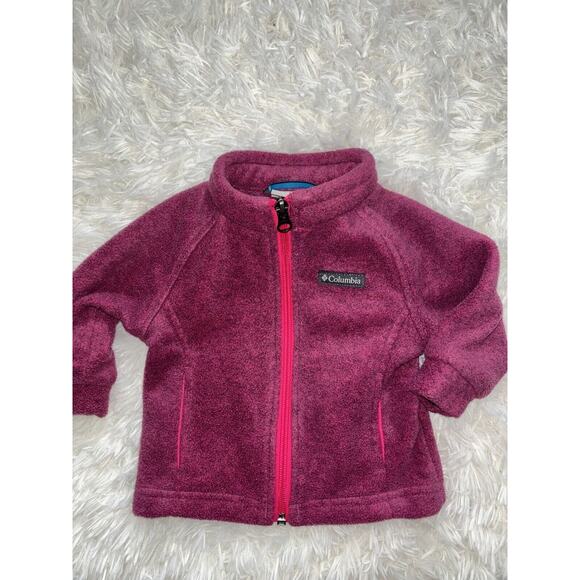 Columbia Girls Sz. 3/6 Mo. Classic Pink Zip Fleece Jacket. Soft, Adorable - Picture 1 of 14